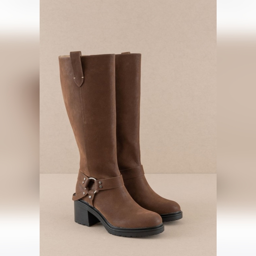 The Leanne - Moto Knee High Boots Women's Size 6 - Picture 1 of 3